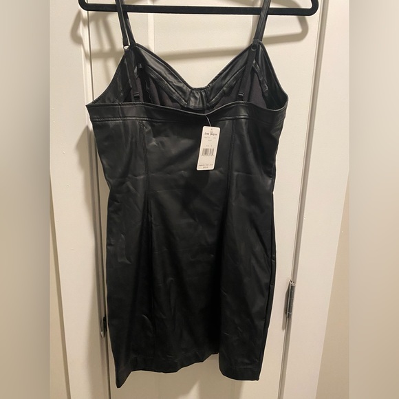 Free People Leather Black Dress. NWT! Size- Medium. - Picture 3 of 8